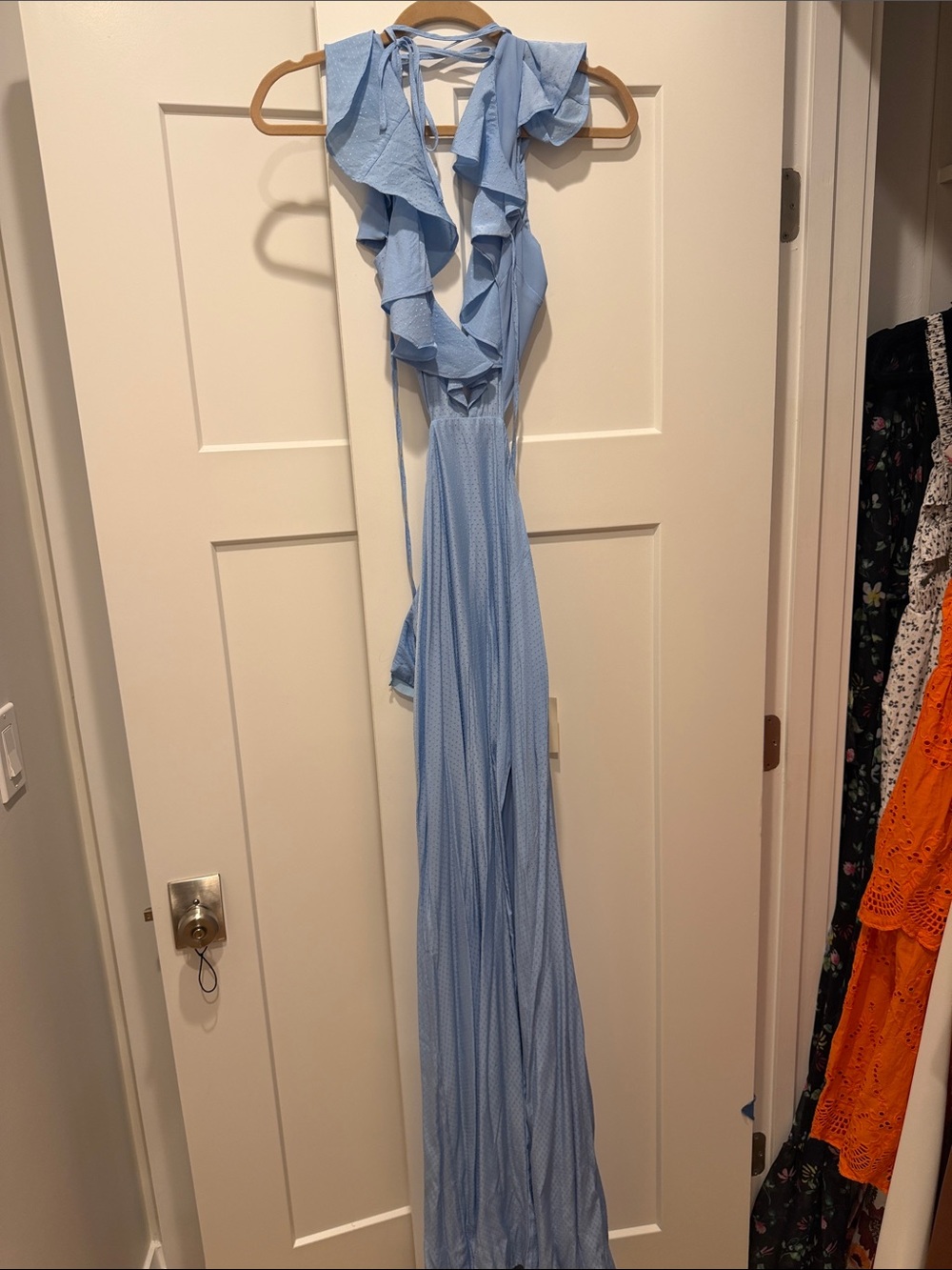 Tularosa Sky Blue Ruffle Halter Maxi Dress - Picture 2 of 4